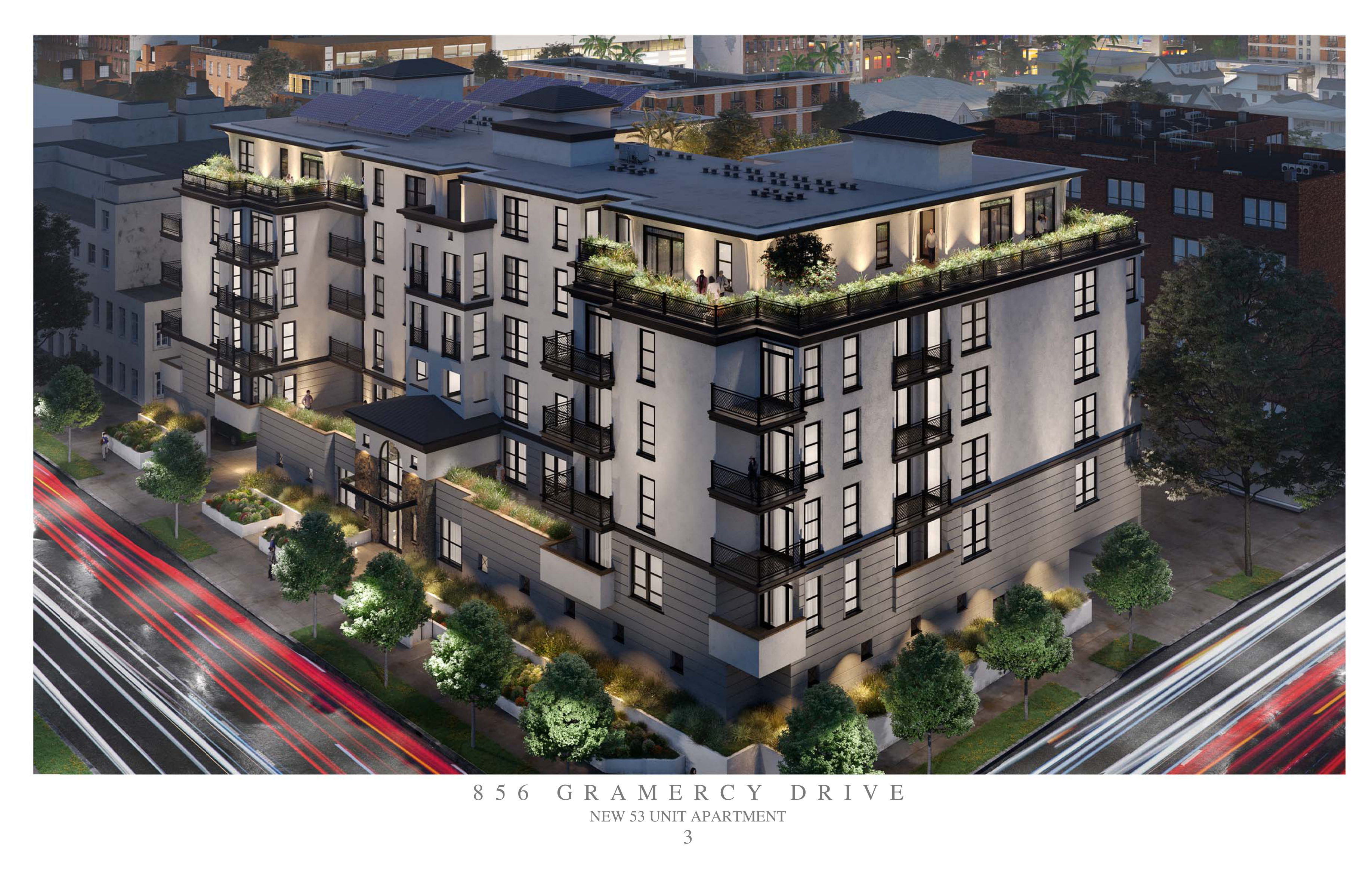 The Gramercy — aerial rendering of the building