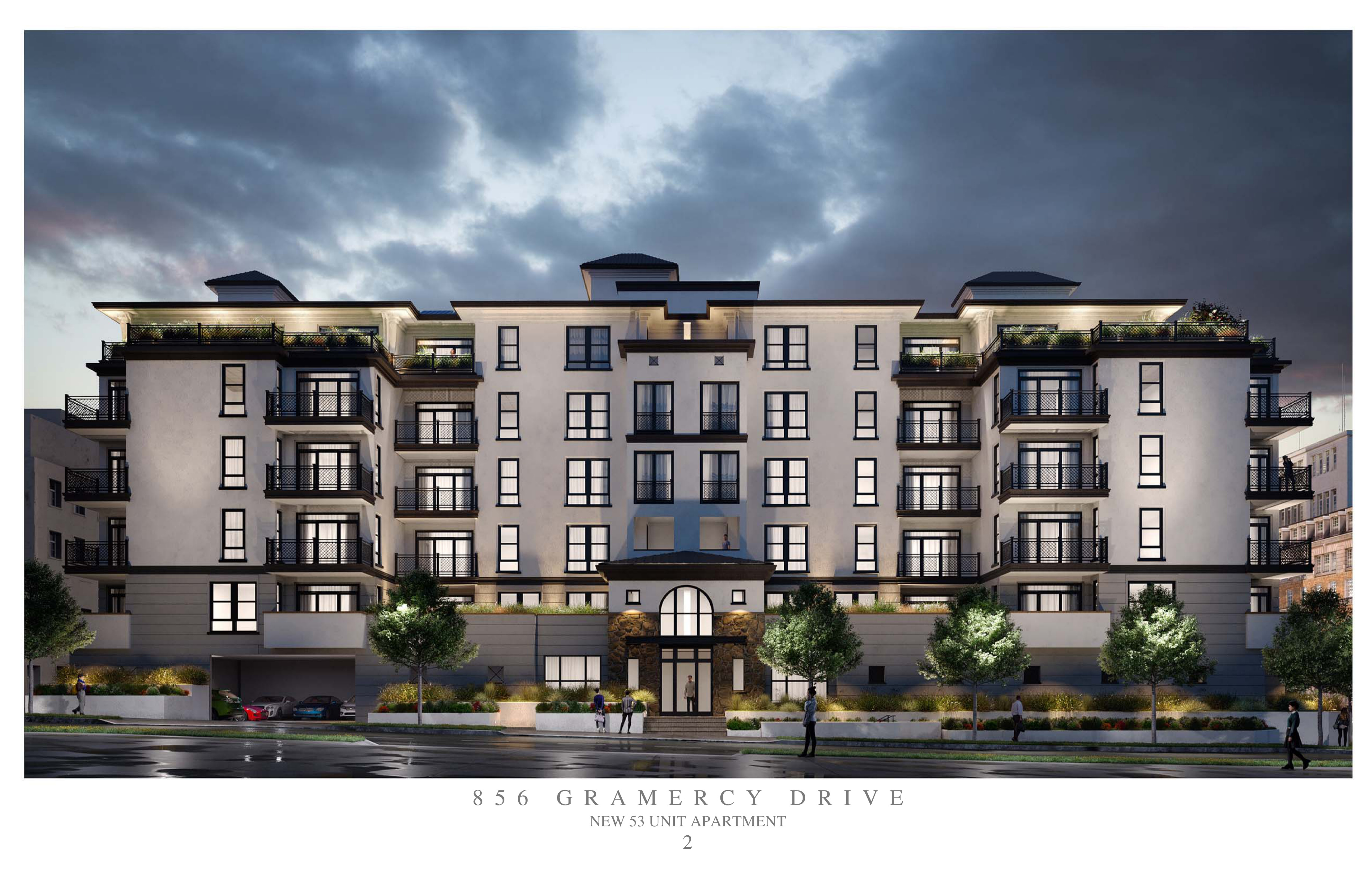 The Gramercy — building exterior at dusk